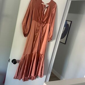 Cinq à Sept Satin Long Sleeve Dress in Copper Size 4